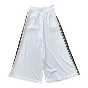 Lug Von Siga Womens Wide Leg Pants White Fringe Stripe High Waisted Solid 4